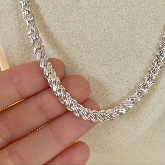 Jewelry - 3/$20 White Gold Plated Italian Flat Rope Herringbone Chain